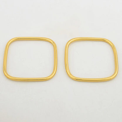 Trendy Round Square Bangles for Women Stainless Steel Dubai Gold Color Charm Bracelets Female Wedding Jewelry Accessories Gifts