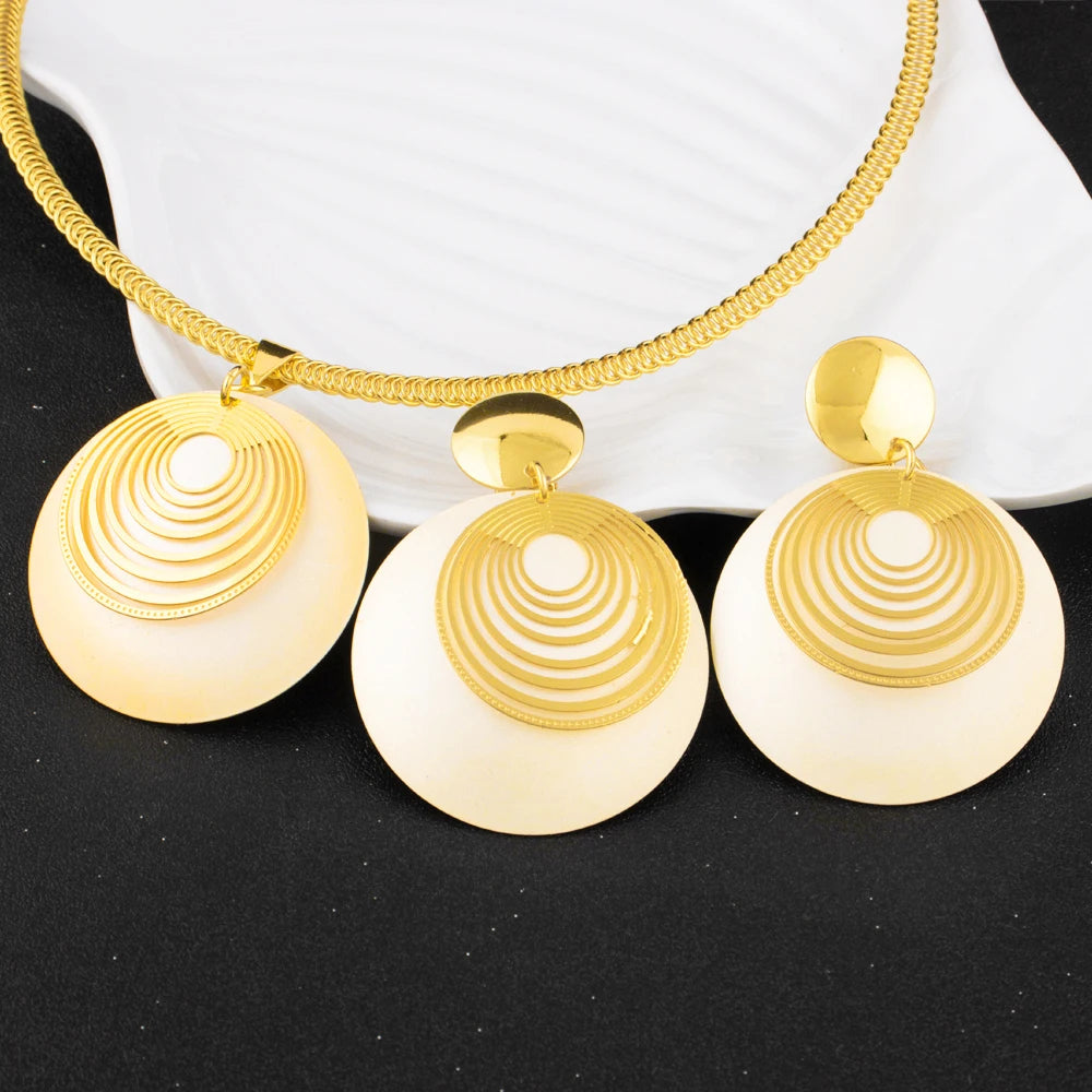 Dubai Jewelry Set For Women Gold Color Nigeria Luxury Necklace Earring Set Jewelry For Wedding Party Graduation Gift Trending