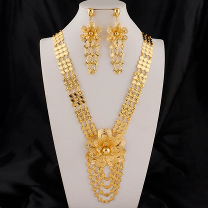 Dubai Necklace and Earrings Set Statement Design for Brides Wedding Attire Bridesmaids' Gifts, and Women's Jewelry Set