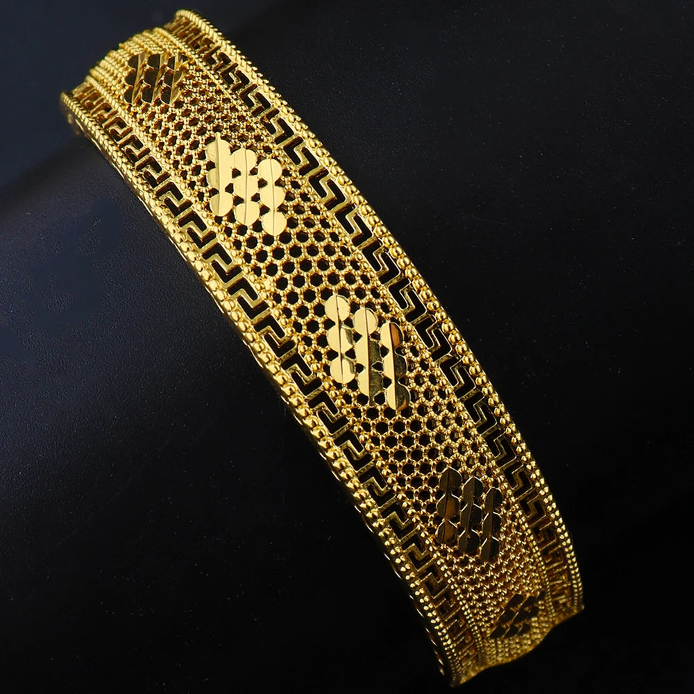 Women Charm Bracelet 24K Gold Plated Bangles for Women Middle East Wedding Accessory Bridal Bracelets Jewelry