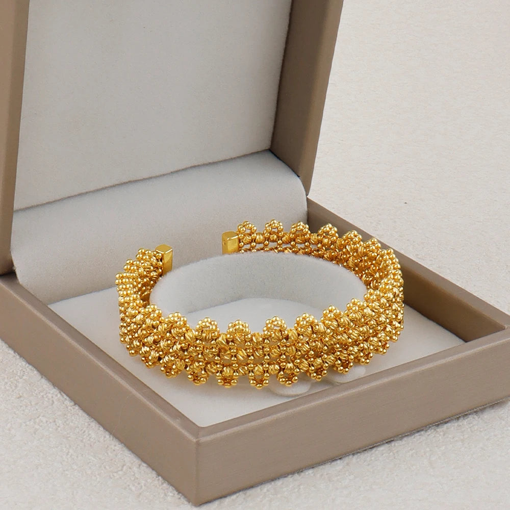 Dubai Bridal Full Beaded Choker Necklace & Earrings Set, Luxury Gold-Tone jewelry sets for Women, Wedding Party jewellery woman,