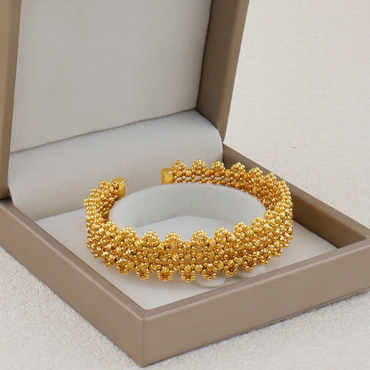 Dubai Bridal Full Beaded Choker Necklace & Earrings Set, Luxury Gold-Tone jewelry sets for Women, Wedding Party jewellery woman,