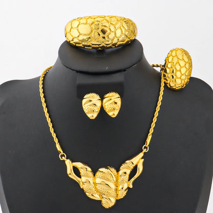 NKLS Dubai Bride Jewelry Set for Women: Honorable Necklace, Earrings, Ring & Bangle Gift for Wedding Party Anniversary