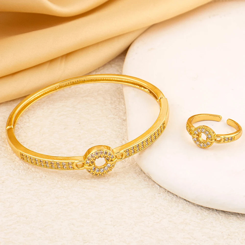 Exquisite Classic Pattern Stainless Steel Gold Color Snake Opening Zirconia Bracelet Women's Jewelry Accessories Summer Gift