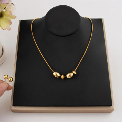 Brazil Gold Color Ball Beads Necklace Earrings For Women France Delicate Non-fading Jewelry Set For Party Graduation Gift