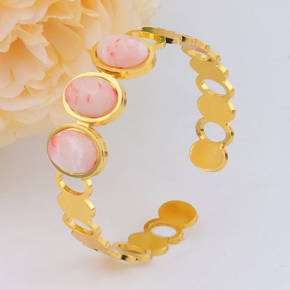 Luxurious High-quality Stainless Steel Gold Color Cuff Bracelet Bangle for Women Gold Plated Waterproof Jewelry Gifts