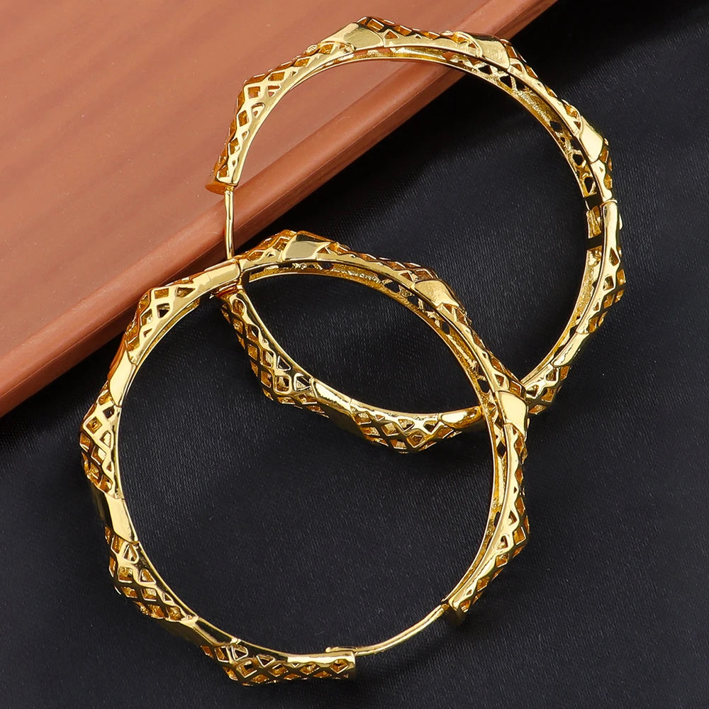 Luxury 24K Gold Plated Earrings for Women Large Circle Earring Stainless Steel Gold Color Chunky Dome Earring Wedding Gifts