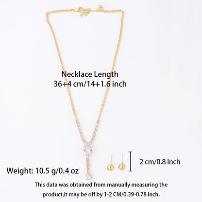 Full of Rhinestones 18K Gold Plated Stainless Steel Earrings Necklace New Trendy Zircon Jewelry Simple Wedding Jewelry