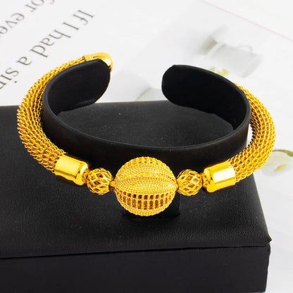 Nigeria Women Luxury  Adjustable Bracelet Dubai Fashion Flower Bangle Weaving Bangle Jewelry Gift For Party Mother's Day Wedding