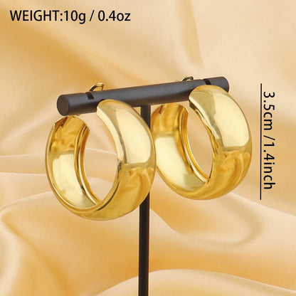 316L Stainless Steel Geometric U-Shape Hoop Earrings 18K Gold Plated Earrings For Women Wide Round Jewelry Fashion Gift