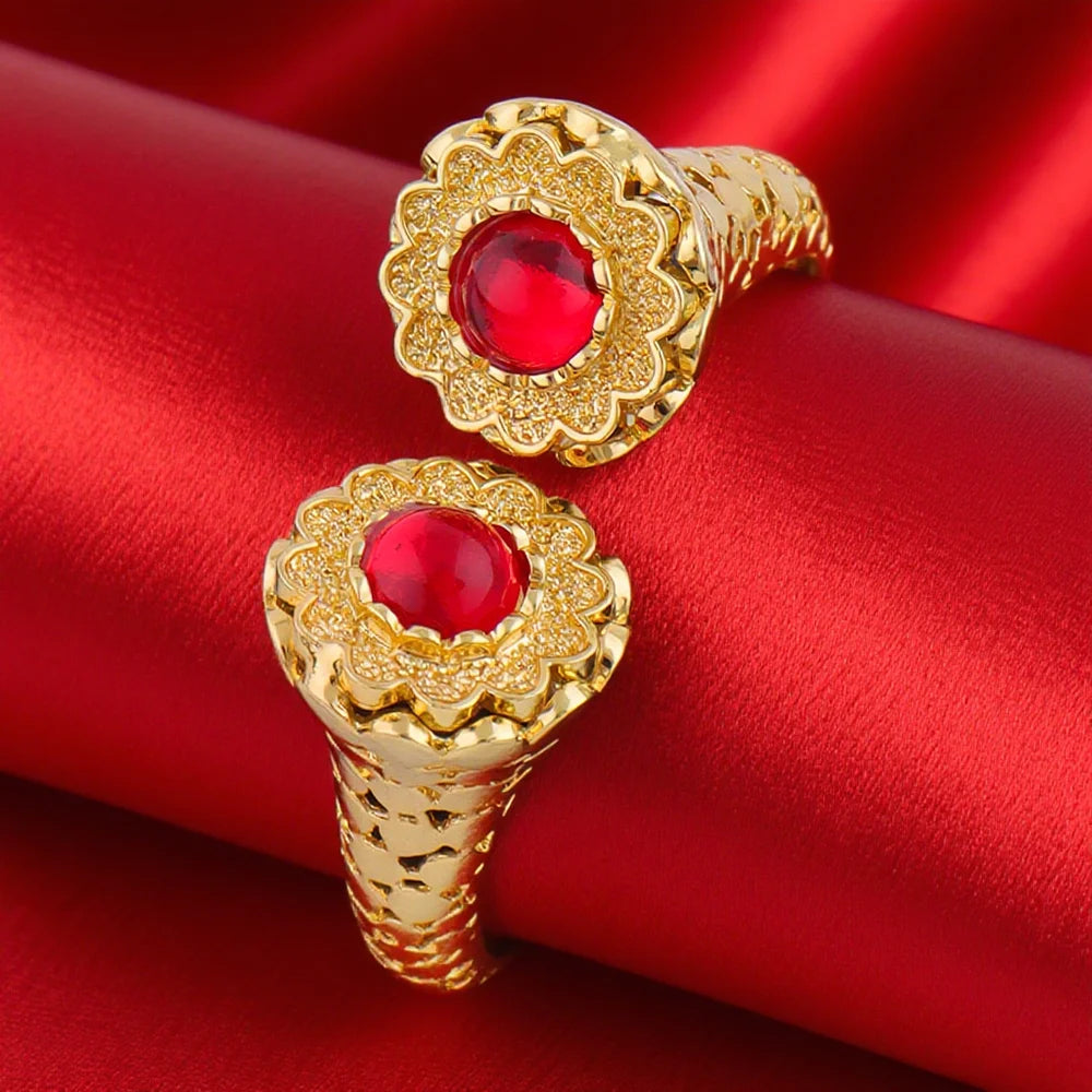 Dubai 24k Gold Plated Jewelry Sets for Indian Bridal Costume Necklace Earrings Bracelet Ring Sets Nigerian Wedding Party Gifts