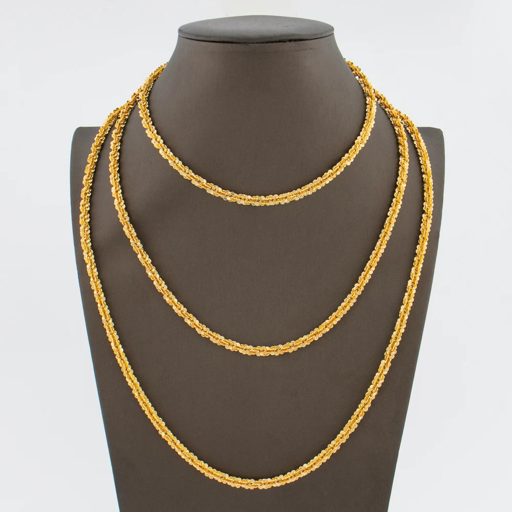 African 18k Gold Color Necklace for Women Exquisite Choker Party Medium Length Necklace Weddings Long Chain Jewelry Set Gifts