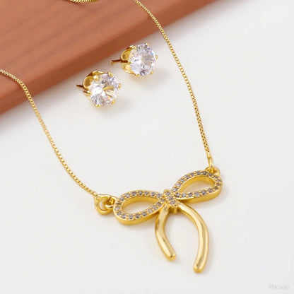 Crystal Zircon Earrings Necklace Set for Women Personalized Fashion Daily Accessories Party Jewelry Birthday Anniversary Gifts