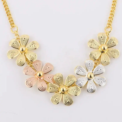 2025 France Colorful Flower Earrings & Necklace Set for Women, Bridal Wedding Valentine Gift, Elegant Jewelry Women Set