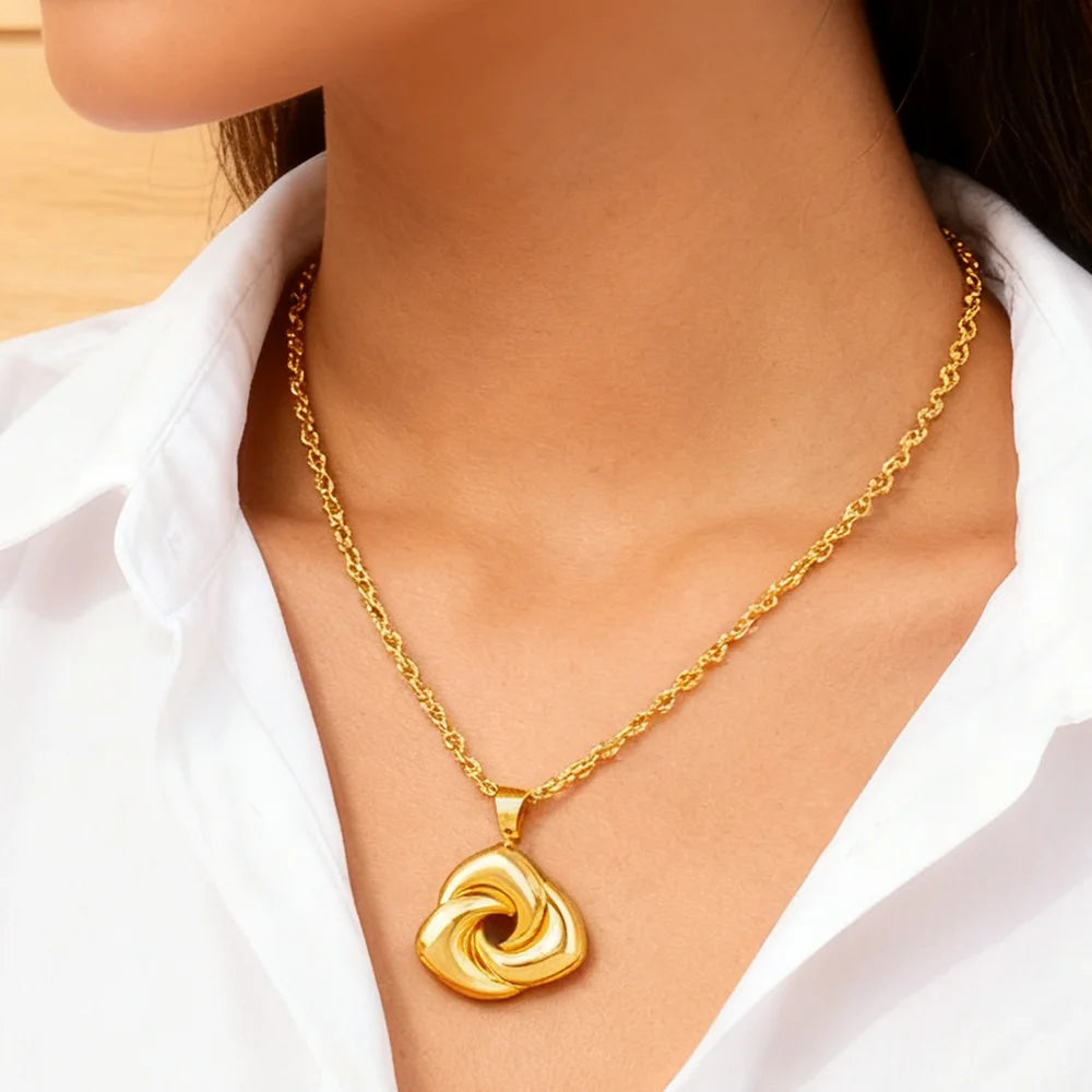 Stainless steel Necklace and earrings set for women high quality sets 24k plated jewelry gifts for women weddings mother set