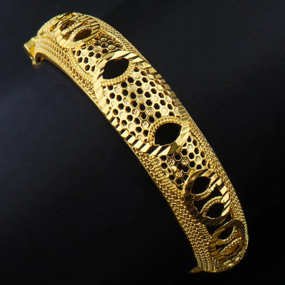 Women Charm Bracelet 24K Gold Plated Bangles for Women Middle East Wedding Accessory Bridal Bracelets Jewelry