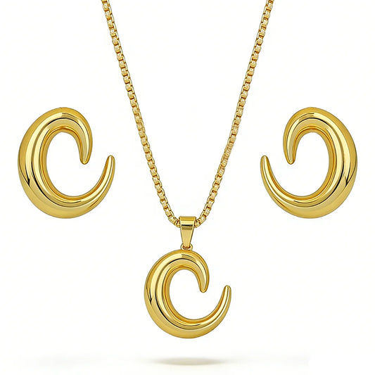 woman star necklace temperament 24k gold color stainless steel earring necklace Trendy Temperament Niche Spiral jewelry gift