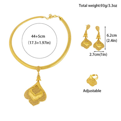 2026 Nigeria Classic Fashion Women Jewelry Sets Mystical Dubai Female Earrings Ring Flower Necklace For Party Wedding Easter Gif