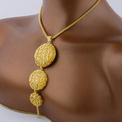 Dubai Gold Color Jewelry Set For Woman Bridal Spain Gold Plated Chain Necklace Charms Earrings Jewellery Set for Party Gift