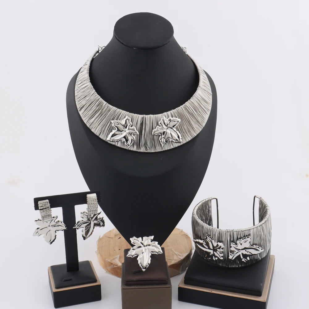 Dubai Jewelry Sets for Women, Nigerian Indian Bridal Necklace Earring Set Party Gift Jewellery Woman Accessories