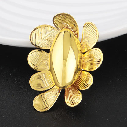 2025 New Trend Gold Color Ring and Earrings For Women Europe and America Exaggerated Hollow Out Jewelry Set For Party Wedding
