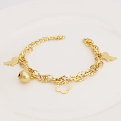 France Animal Flower Pendant Chain Bracelet for Women, Stainless Steel Africa Wedding Party Gift, Trendy Daily Accessor