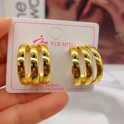 Gorgeous Chic Hoop Earrings Girl Fashion C Shape Earrings Daily Wear Stainless Steel Gold Plated Elegant Charm Jewelry Birthday