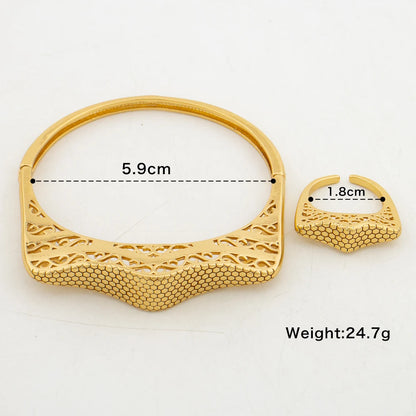 3sets/lot Bangle and Ring Jewelry Set for Women 18k Gold Color Hand Bracelet Finger Ring Set for Engagement Party Jewelry Gifts