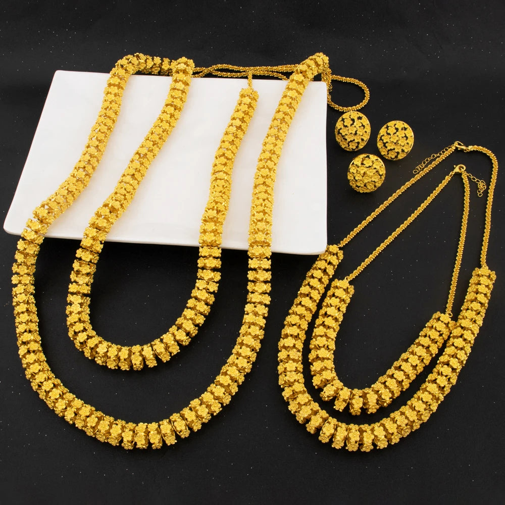 dubai 24k gold jewelry luxury jewelry necklaces Earrings Ring woman jewelry african bridal  Wedding Party Jewelry accessories