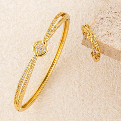 Exquisite Classic Pattern Stainless Steel Gold Color Snake Opening Zirconia Bracelet Women's Jewelry Accessories Summer Gift