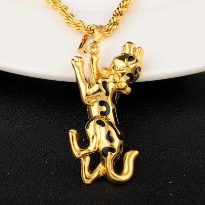 Luxury Gold Plated Domineering Exaggerated Leopard Shape Necklace Bracelet Ring Set for Women Dubai Jewelry Gift for Party