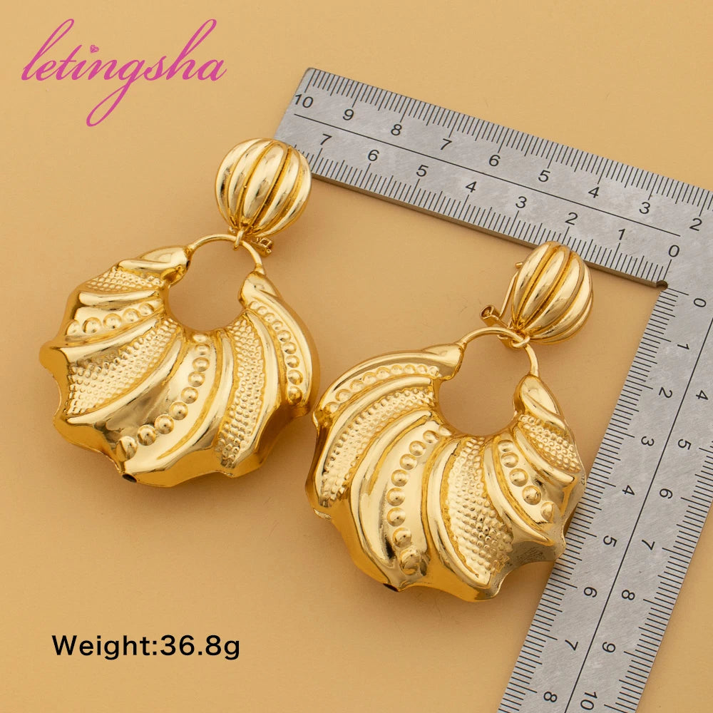 African Fashion New Drop Earrings Copper Dubai Large Style Earrings For Women Party Daily Wear Wedding Gift Ear Jewelry