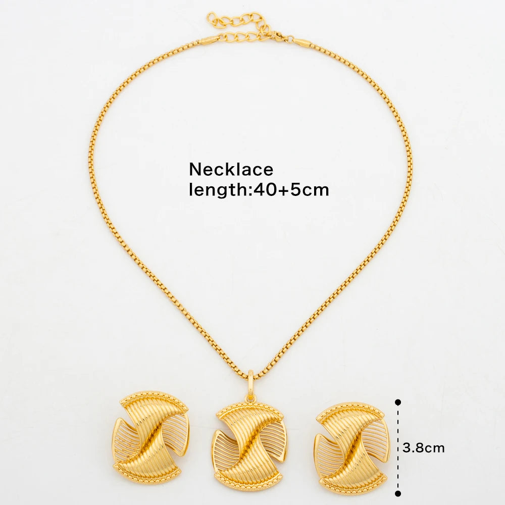 Dubai Earring Set & Pendant Necklace Jewelry Sets for Women, African Clip Earrings Party Gift Jewellery Woman Accessori