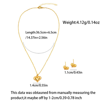 Dubai Heart Pendant Necklace and Earrings 2-Piece Set for Women Wholesale Wedding and Mother's Day Gifts