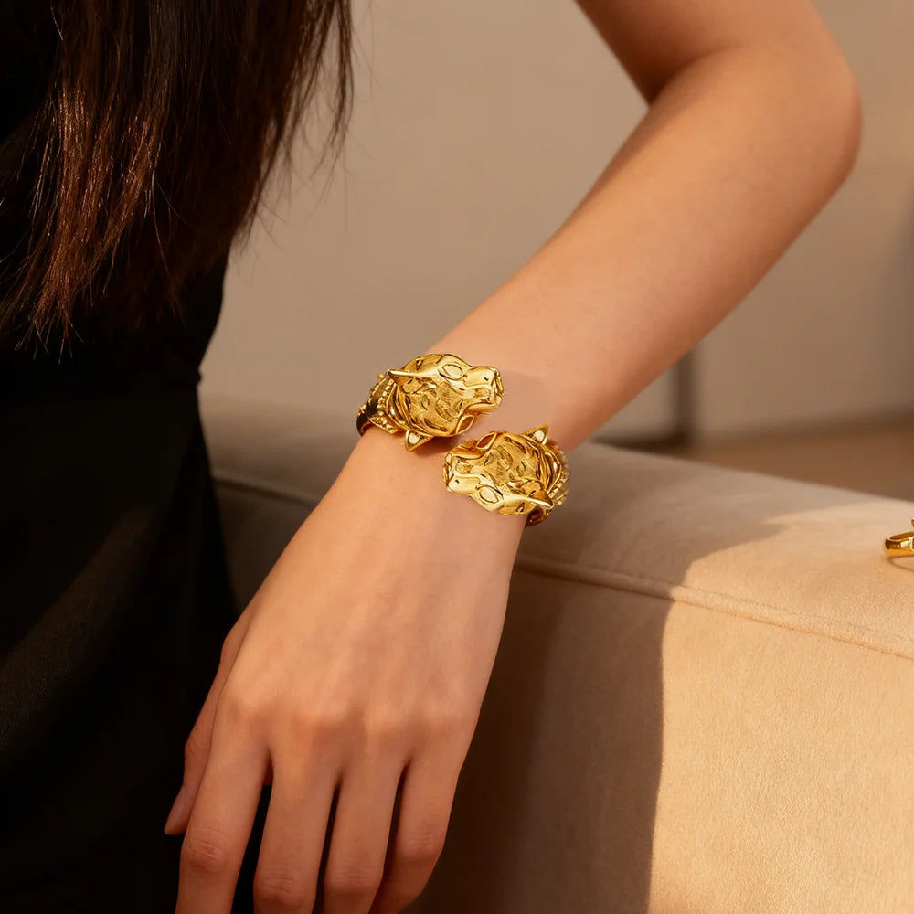 YM 2pcs bracelet ring set For Women dubai Leopard bracelet ring set Party Fashion Adjustable Ring Jewelry Accessories