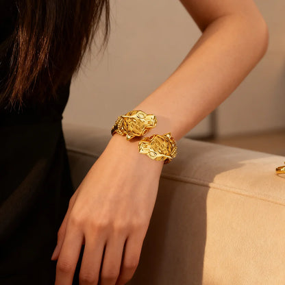 YM 2pcs bracelet ring set For Women dubai Leopard bracelet ring set Party Fashion Adjustable Ring Jewelry Accessories