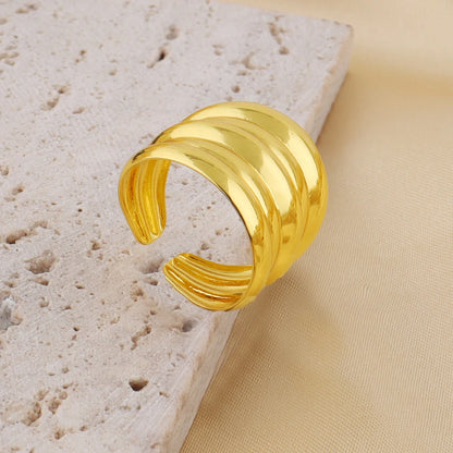 Dubai New Luxury Plated Gold Jewelry Set Stainless Steel Adjus Cuff Arm Bangle Charm Ring for Women Unique Wedding Jewelry Gift