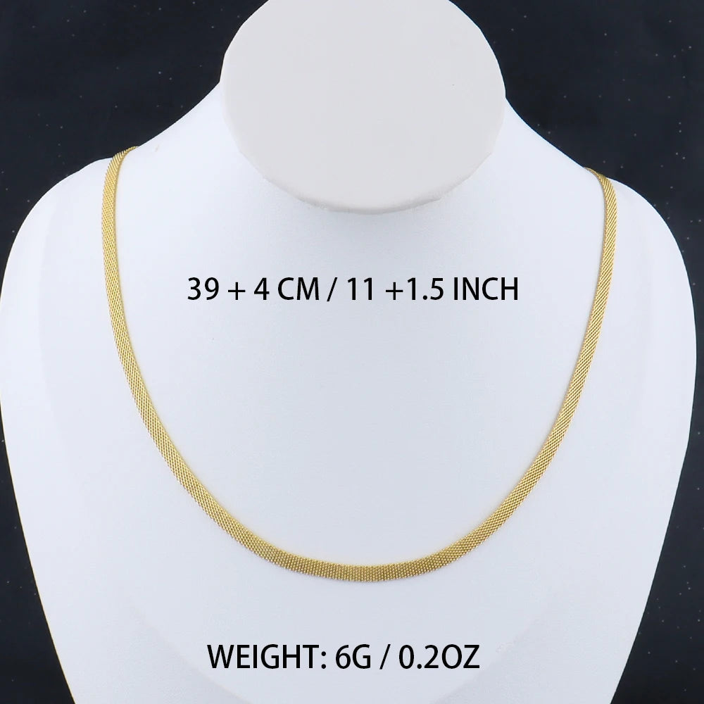 Stainless Steel Flat Necklace Gold Color Waterproof Golden Plated Snake Chains Necklaces No Fade Jewelry Accessories Gift