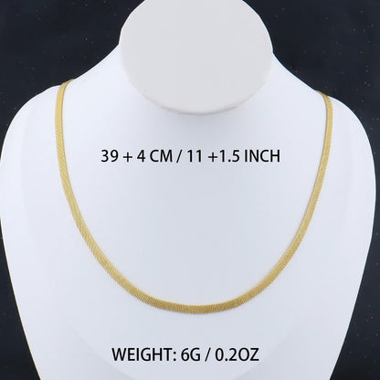 Stainless Steel Flat Necklace Gold Color Waterproof Golden Plated Snake Chains Necklaces No Fade Jewelry Accessories Gift