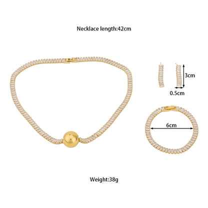 France Shine Earring, Necklace & Bracelet Jewelry Set for Women, Elegant Wedding Bride Gift for Women’s Day Party
