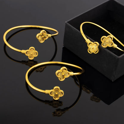 New Design Classic Luxury Stainless Steel Clover Bracelets Ring Elegant Temperament For Woman Jewelry Daily Wear Festival Gifts