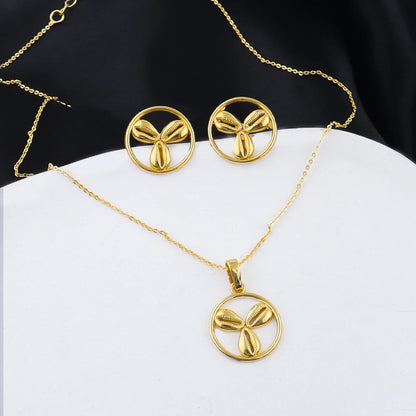 Fashion Gold Plated Necklace Bracelet Earrings Ring Jewelry Set for Women Baby Elegant Jewelry Sets for Wedding Party Gift