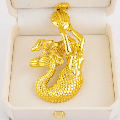 Gold Color Mermaid Pendant Fashion Gold Plated Jewelry Hip Hop Women Men Popular Necklace For Daily Wear Anniversary Wholesale