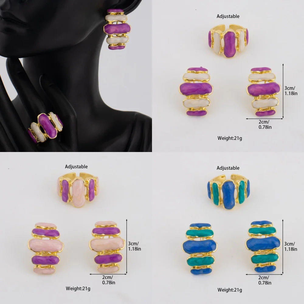 Dopamine Congo-Nigeria Trendy Earrings & Necklace Jewelry Set for Women, Chic Gift for Mother’s Day Wedding Party