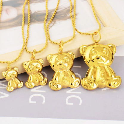 Gold Color Bear Pendant Fashion 18K Golden Plated Necklace Mens Women DIY Jewelry Music Festival Party Anniversary Gift