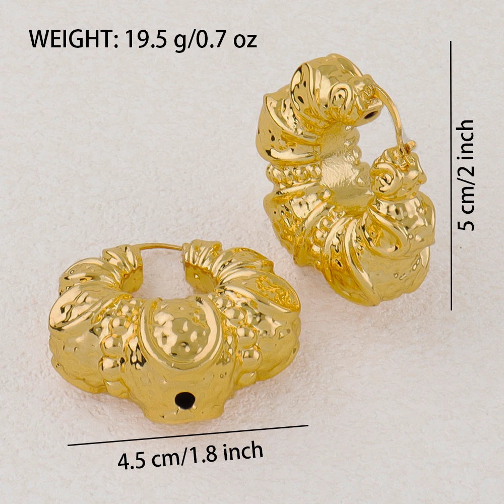 Dubai Luxury 18K Gold Plated Earrings African Hoop Earrings For Women Jewelry Sets Indian Nigerian Wedding Jewellery Party Gifts