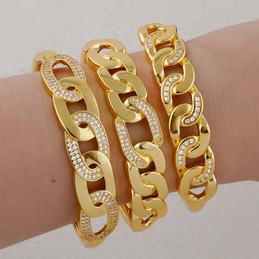 Plated Stainless Steel Eye Zircon Buckle Bracelet for Women Minimal Ins Jewelry Gift Earrings Set