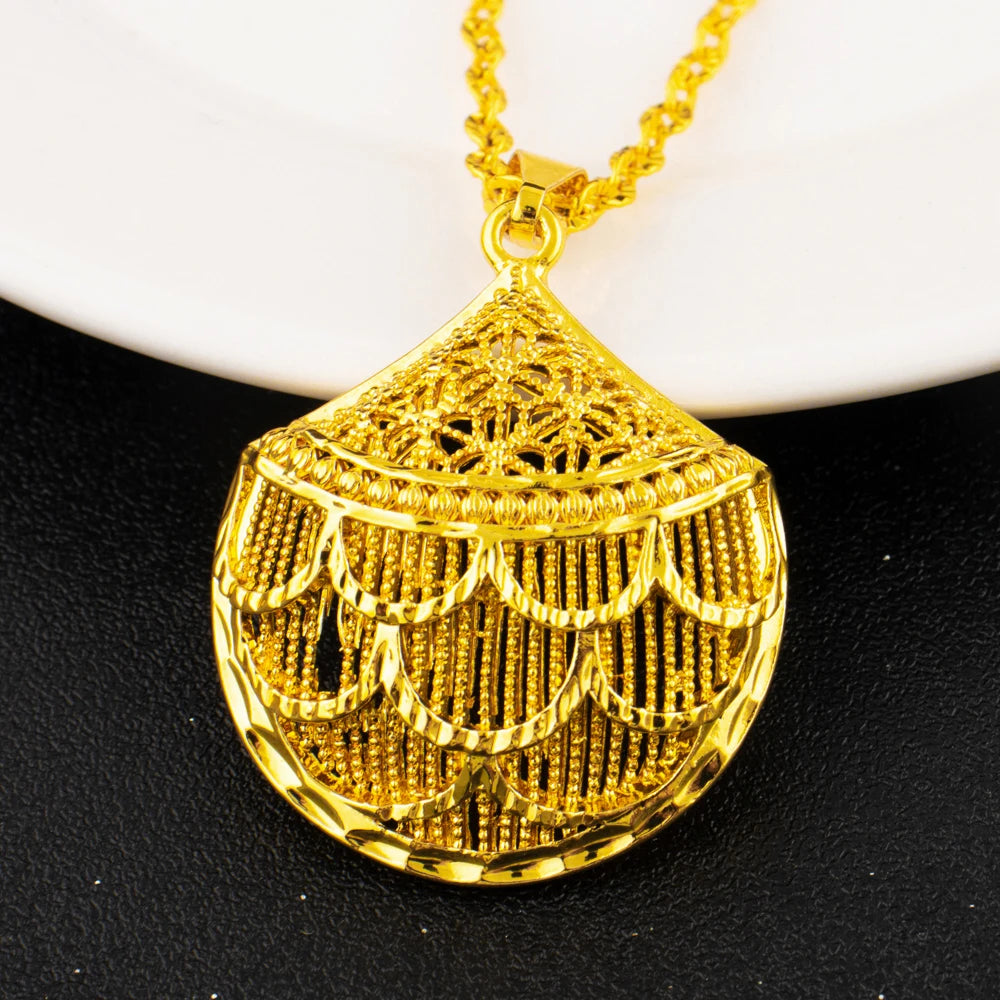 Luxury Arabic Gold Wedding Jewelry Set Gold Plated Dubai Bridal Necklace Earrings Ring Nigeria Women Vintage Jewelrys Gift