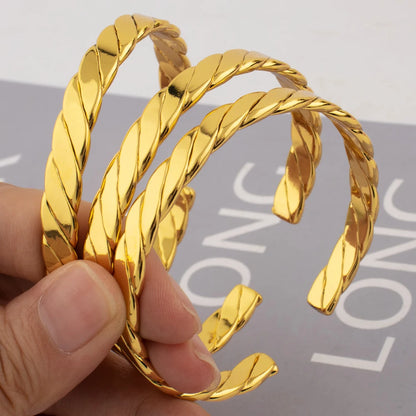 Stainless Steel Gold Plated Bracelet Simple and Trendy Women's Personalized Adjustable Opening Bracelet Waterproof Jewelry