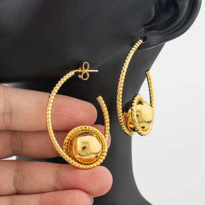 Geometric Circle Drop Earrings For Women Holiday Party Fashion Lucky Round Beads Ear Jewelry Accessories Birthday Christmas Gift